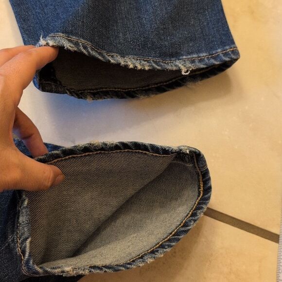 Moussy Vintage Otis Flare High Waisted Blue Denim Jeans Cropped Size 30 - Picture 10 of 14